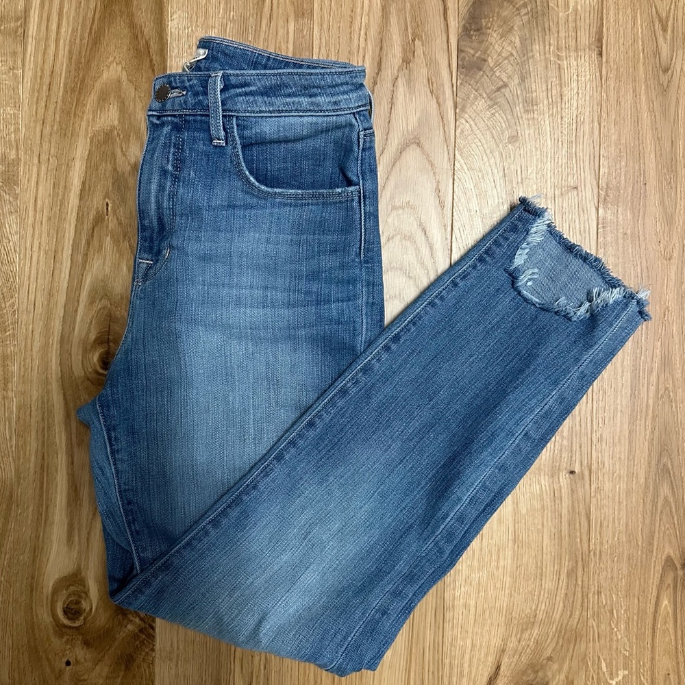 L’Agence Jeans cropped with distressing